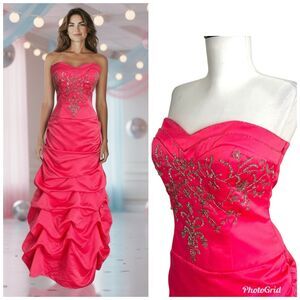 Vintage Y2K JUMP Pink Beaded Prom Gown 9 10 M Pink